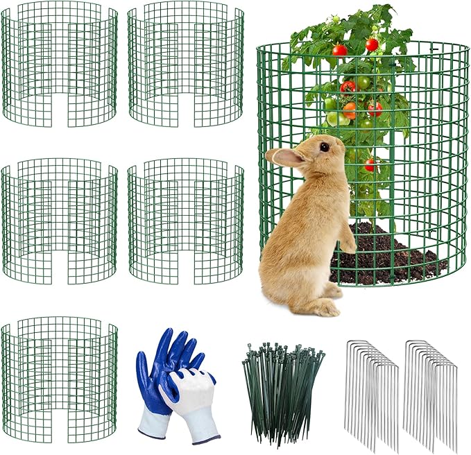 6 Pack Plant Protectors from Animals | 18PCS 13"x13" Metal Wire Mesh Garden Plant Cages for Gardening Supplies | Chicken Wire Cloche Plant Protectors for Rabbits Chickens Ducks