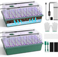 BlumWay 120-Cell Self-Watering Seed Starter Tray with Grow Light, 1-24H Timer, Seed Starter Kit with 4.02" Humidity Dome, Seedling Tray for Indoor Plant Starter, Plant Germination Trays-Green