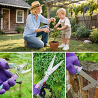 Garden Tool Set, 17-Piece Garden Tools with Floral Print, 304 Stainless Steel Garden Tools Set, Gardening Kit Gardening Gifts for Women, Purple