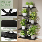 Plant Stand Indoor with Grow Lights - 44" Tall Corner Plant Stands for Indoor Plants, 5 Tiered Metal Plant Shelf, Curved Plant Flower Holder Dispaly Rack for Living Room, Home Patio Balcony (Blackboard)