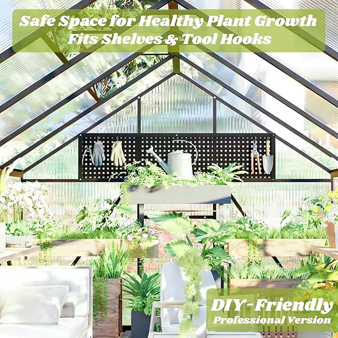 8x12 FT Greenhouse for Outdoors, Polycarbonate Greenhouse with Quick Setup Structure and Roof Vent, Aluminum Large Walk-in Green House for Outside Garden Backyard, Dark Gray