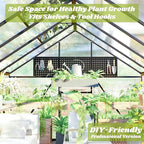 8x14 FT Greenhouse for Outdoors, Polycarbonate Greenhouse with Quick Setup Structure and Roof Vent, Aluminum Large Walk-in Green House for Outside Garden Backyard, Dark Gray