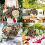 ZYTUYO 3PCS Brown Hydrangeas Artificial Flower 21" Real Touch Faux Latex Fake Hydrangeas Silk Bouquet for Home Kitchen Living Room Spring Table Office Wedding Party Arrangement