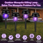 Qualirey 12 Pcs Solar Bug Zapper Outdoor Waterproof Solar Mosquito Zapper Outdoor Solar Powered Mosquito Killer Lamp Mosquito Repellent Lamp for Patio Yard Garden Insect (Purple Light, Warm Light)