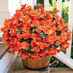 Artificial Flowers for Outdoors Spring Summer Porch Decor, 4 Bundles Fake Bougainvillea Realistic Silk Flowers for Outside UV Resistant Faux Outdoor Plants for Planters Patio Yard Balcony Home, Orange