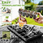 HIRALIY Seed Starter Tray Kits, Reusable Plant Germination Trays, Easy Transplanting, with Humidity Domes and Bases (Green, 40-Cells)
