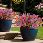 Ammyoo Artificial Fake Plants Flowers for Outdoor Spring Summer Decor, 12 Bundles Faux Silk Daisy for Planter Pot Colorful UV Resistant Look Real for Front Door Porch Patio Outside Yard(Purple Red)