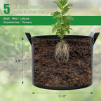 FEED GARDEN 5 Gallon Grow Bags 4 Pack – 300G Thickened Fabric Plant Pots with Reinforced Handles, Breathable Drainage Planters for Vegetables, Flowers & Herbs Indoor Outdoor