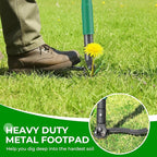 Weed Puller Tool with 2 Weed Eject Feature, 43.7in Stand Up Dandelion Remover Tool, Real Bamboo Handle and Metal 4 Claw & Foot Pedal, Heavy Duty Garden Weeder