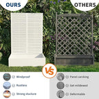 Metal Raised Garden Bed with Trellis & Privacy Screen, 70.1"x45"x15" Galvanized Metal Planter Box with Drainage Holes for Patio Balcony Outdoor Climbing Plants Flowers Vegetable, White