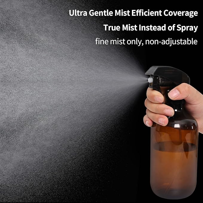 Cleaning Spray Bottles for Plants Misters for Inside, 2 Pack 16.9 oz Squirt, Water Spray Bottle Mist Sprayer, No Leak Hair Mister Empty with Adjustable Nozzle (Brown)