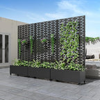 Casaphoria Metal Raised Garden Bed with Trellis and Wheels, 72"x35"x16" Planter Box for Climbing Plants, Vegetables & Vines, Features Drainage Holes and Privacy Screen (Black-Brick)