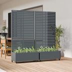 Casaphoria Metal Raised Garden Bed with Trellis and Wheels, 72"x35"x16" Planter Box for Climbing Plants, Vegetables & Vines, Features Drainage Holes and Privacy Screen, Drakgrey-Louvered