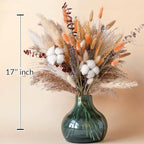Fall Dried Flower Bouquet – Boho Fall Decor with Pampas Grass, Cotton, and Orange Bunny Tails – Autumn Floral Arrangement for Home, Mantel, or Vase – Fall Decorations for Home Indoor & Porch