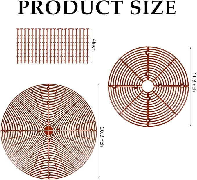 6 Pcs Plant Grid Soil Protector Covers 11.8 Inch 20.8 Inch Cuttable Flower Cover with 60 Stakes Plastic Pot Grid for Indoor Outdoor