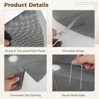 10 Pcs 15.75" Plant Pot Grids, Flower Pot Soil Protector Covers, Black Plant Mesh Nets for Pet Protection, Cuttable Digging Stoppers with Metal Securing Stakes