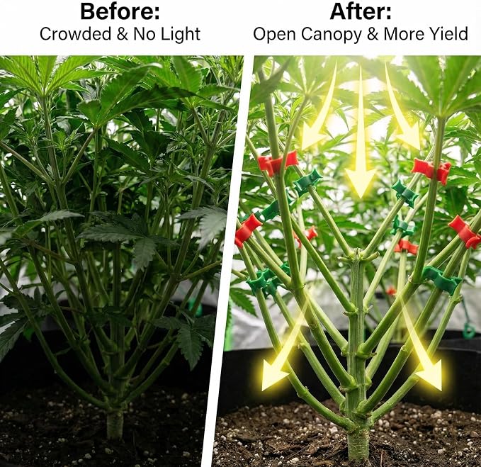 40 Pcs Low Stress Training Clips, Plant Training Clips, 90 Degrees Bud Trainer Clip Bud Bender for Plant Gardening (20 Red+20 Green)