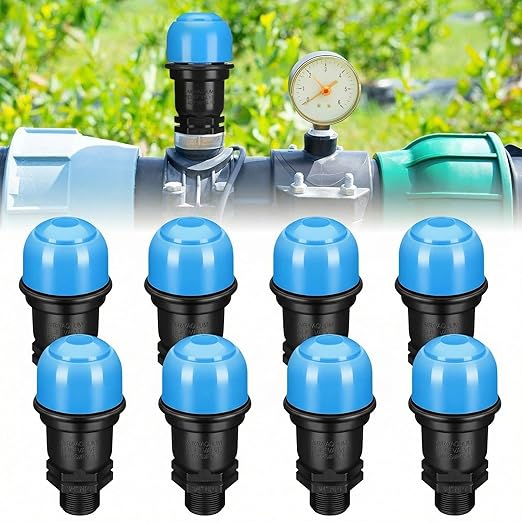 Threlaco 8 Pack Air Release Valve Air and Vacuum Relief Male Thread Bleeder Valve Vent Irrigation Water Saving System for Agricultural Drip Systems (3/4 Inches)