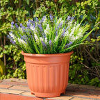 20 Bundles Artificial Plants Outdoor, UV Resistant Fake Flowers, Realistic Faux Lavender Shrubs for Porch Garden Window Box Home Decoration (White LitghtPurple)