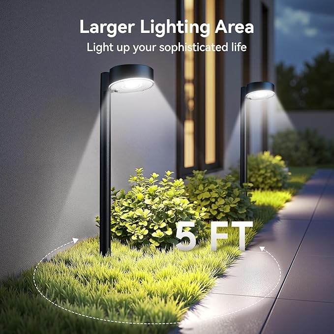 Ahaorigin 8 Pack Solar Pathway Lights Outdoor, 12 Brighter LED Solar Lights Outdoor Waterproof, Up to 12 Hrs Modern Path Light for Yard Garden Walkway Driveway Lawn, Cool White