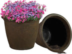 Sunnydaze 20-Inch Anjelica Large Plastic Pot for Plants - Outdoor Double-Walled Large Plastic Planter with Drillable Drainage Holes - Rust - 2pk