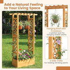 Happygrill 60" Raised Garden Bed with Trellis, 2 Pack Wood Planter Box w/Hanging Roof, 2 Side Trellises, Open-Ended Base for Flower, Climbing Plant, Plant Container for Garden