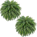 50" Fake Ferns Bush Plants with 96 Frond, 2 Faux Ferns for Outdoors Planter Large Garden Porch Entrance Balcony Windowsill Home Decor