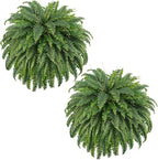 50" Fake Ferns Bush Plants with 96 Frond, 2 Faux Ferns for Outdoors Planter Large Garden Porch Entrance Balcony Windowsill Home Decor