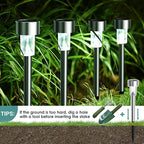 GIGALUMI 16 Pack Solar Lights Outdoor Waterproof,Stainless Steel LED Solar Garden Lights for Patio, Lawn, Yard and Landscape(Cold White)