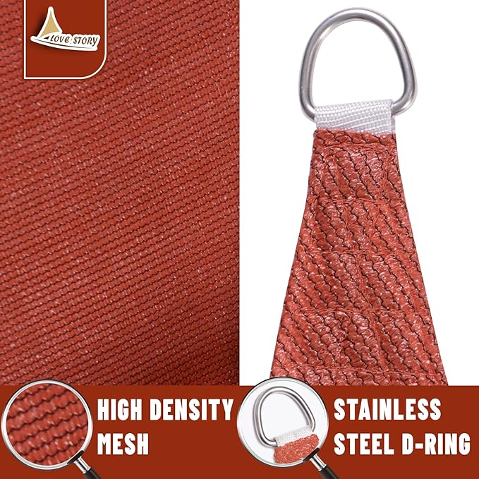 LOVE STORY Custom Size 6'x12'x13.4' Terra Red Sun Shade Sail Right Triangle Sunshade Fabric Awning Canopy for Patio Backyard Carport Pergola (Customized)