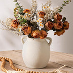 Dobbyby Ceramic Flower Small Vase 6 inch Farmhouse Rustic Vase Decorative Pottery Terracotta Vases for Home Decor Table Mantle Fireplace Living Room Bathroom Wedding Centerpiece