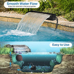 POPOSOAP 24 Inch Pond Waterfall Spillway with 1200GPH Pump, 304 Stainless Steel Pond Waterfall Kit with 9.8FT Corrugated Tube, Pond Waterfall Box for Outdoor Pond Waterfall System Garden Decor-P46
