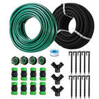 Customizable Soaker Hose System, 1/2inch 75ft Rubber Hose with 50ft PVC Garden Hose, Drip Irrigation Watering Hose with Reinforced Fittings for Flowers Bed Foundation, Lawn, Vegetable, Tree