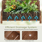 2-Tier Raised Garden Bed with Trellis, Wooden Elevated Planter Box with Legs, Hemp Rope & Drainage Holes, Raised Plant Bed for Backyard, Garden, Lawn