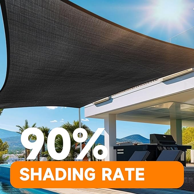 90% Shading Rate 12'x20' Black Shade Cloth,UV Resistant Durable Mesh Tarp with Grommets&Reinforced Edges, Shade Net Using for Plants Cover, Greenhouse, Dog Kennel, Patio, Chicken House