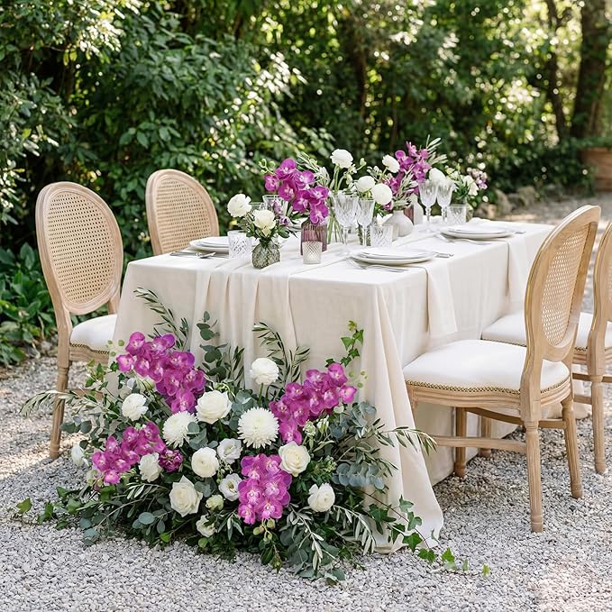 6PCS Purple Artificial Orchids 27’’ Faux Phalaenopsis Orchids Silk Flowers with Stems for Floral Arrangements Home Wedding Dining Table Party Garden Decoration(Purple)