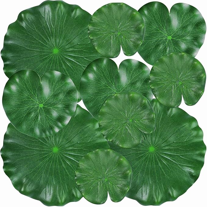 12Pcs Floating Lily Pads for Ponds, Fake Lily Pads, Artificial Lotus Leaves Decorative, 6in 7.8in 7in 4in Each 3pcs(Total 12pcs)