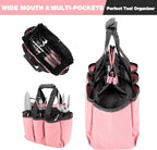 WORKPRO Garden Bag, Garden Tool Tote Storage Bag with 8 Pockets, Home Organizer for Outdoor Gardening Caddy, Garden Tool Kit Holder (Tools NOT Included), Garden Gifts, Pink Ribbon