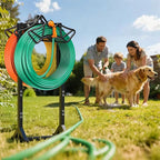 Garden Hose Holder Holds 2 * 160Ft Hoses, Heavy-Duty Freestanding Hose Holder with 4 Spikes, Rustproof Freestanding Hose Stand Water Hose Hanger Storage Hose Rack for Outside, Yard, Lawn, Farm