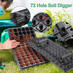 Oscorna (20Pack) 72-Cell Seed Starter Trays with Dibber, 10 Pack Nursery Starting with Base Tray, 72 Hole Soil Digger for Setting Out Quickly, Seedling Planting Tray, Germination Kit Trays Reusable