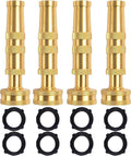 Hourleey Adjustable Twist Hose Nozzle, 4" Heavy-Duty Brass Hose Nozzle with 8 Garden Hose Rubber Washers (4 Pack)