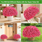 22 Bundles Artificial Flowers Outdoor Fake Plants, Faux Flowers UV Resistant with Plastic Plants, Faux Silk Flowers for Outdoors Outside Front Porch Hanging Planter Window Garden Decoration(Rose Red)