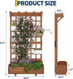 GarveeLife 67" h Raised Garden Bed with Trellis & Roof - Wooden Planter Box with Drainage, Freestanding Outdoor Garden Box for Climbing Vines, Vegetables, Flowers - Perfect for Yard, Patio, Balcony