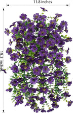 HyeFlora Artificial Flowers for Outdoors Garland Decoration, 2Pcs Dark Purple Fake Hanging Flowers, UV & Fading Resistant, Faux Decor for Home Porch Patio Balcony Planter Yard