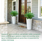 2 Pack Fake Agave Plants 18 Inch Large Artificial Succulents Realistic UV Resistant Faux Aesthetic Plants for Outdoor Decoration Tropical Plant Home Garden Front Porch Decor - 21Leaves, Dark Green