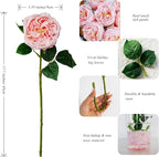 Jahe 6Pcs Fake Austin Flowers David Austin Roses, 17'' Faux Peonies for Flower Arrangements, Home Decor Peony Artificial Flowers, Living Room Decoration Vivid Roses Peonies, Pink