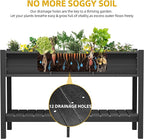 DWVO 48x18x30in Raised Garden Bed Kit, HDPE Planter Box Stand, Poly Wood Weather-Resistant Planter Box with Legs & Storage Shelf, Elevated Garden Bed for Backyard, Patio, Balcony,Black