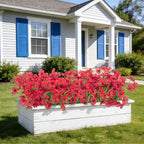 Roberly 24 Bundles Artificial Flowers for Outdoors UV Resistant Silk Fake Flowers Faux Plastic Plants for Porch Garden Window Box Indoor Outdoor Spring Summer Home Farmhouse Decor, Red