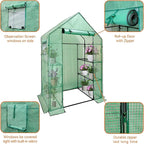 Heyfurni Walk in Greenhouse with Shelves,Walk-in Plant Green House with Durable Green PE Cover, 3 Tiers 6 Shelves Stands with Ground Pegs & Ropes for Stability, 56"x28"x76"