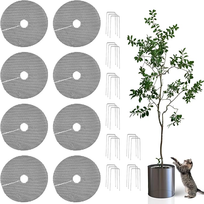 8 PCS 11.8 Inch Indoor Plant Protector from Cats Black Plant Pot Cover Plant Covers from Animals